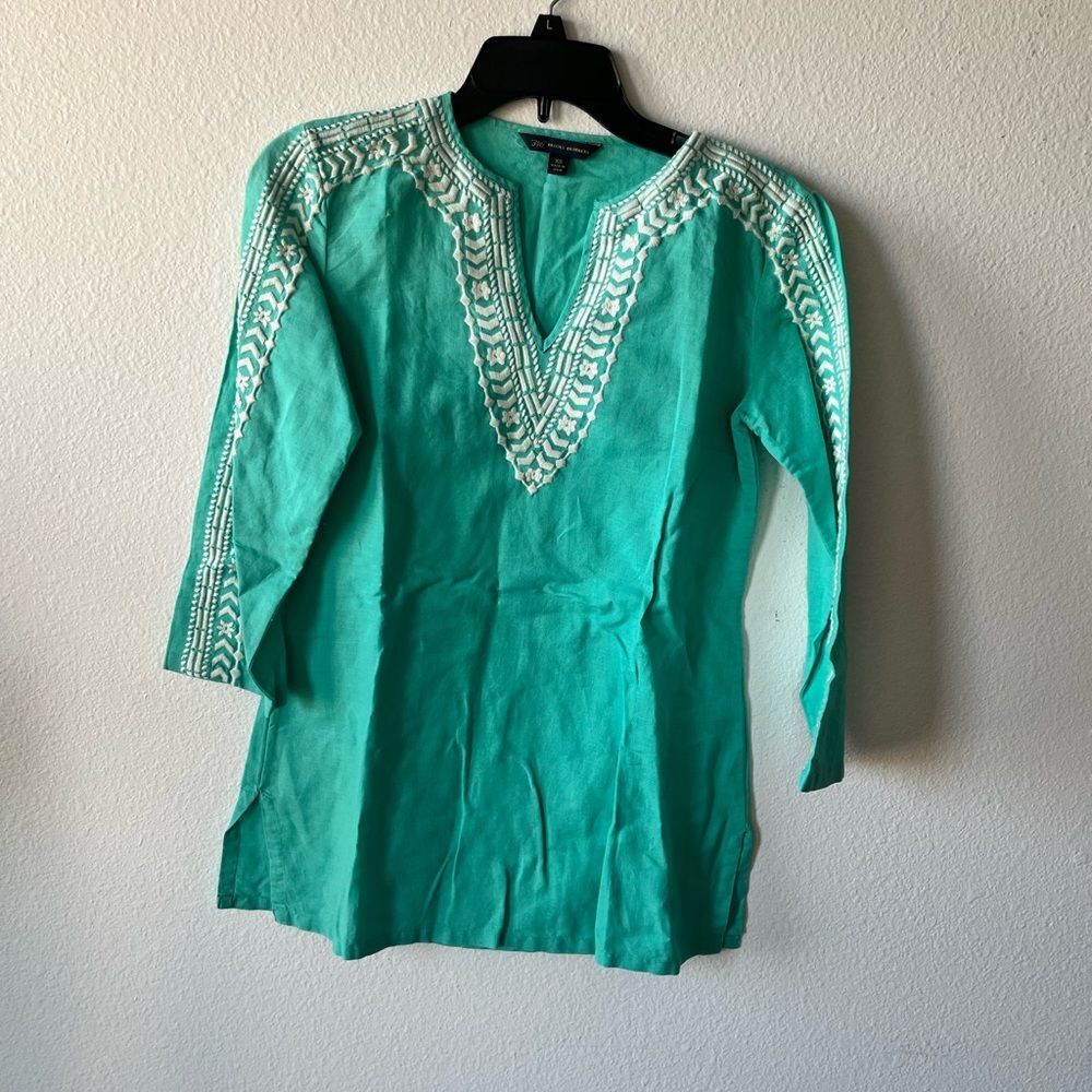 Brooks Brothers Teal Embroidered Women's Top XS